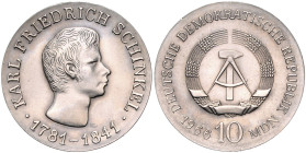 DDR. 
10 Mark 1966 A Zum 125. Todestag von Karl Friedrich Schinkel. Jaeger&nbsp;1517. . 

st