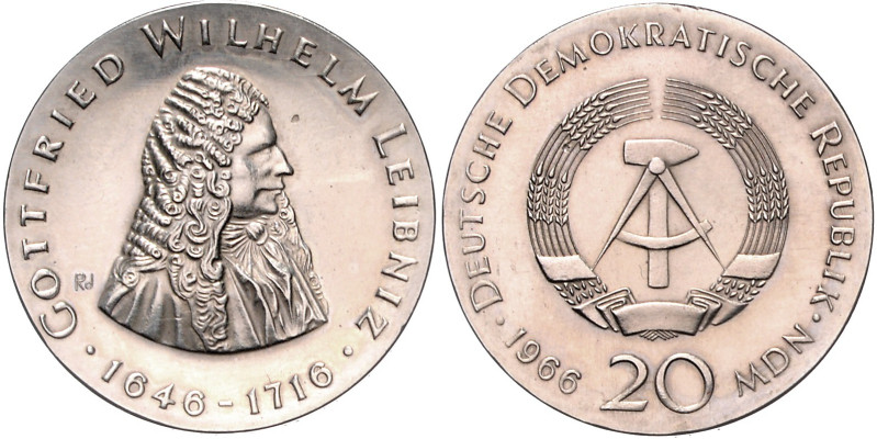 DDR. 
20 Mark 1966 A Zum 250. Todestag von Gottfried Wilhelm Leibniz. Jaeger&nb...