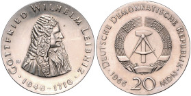 DDR. 
20 Mark 1966 A Zum 250. Todestag von Gottfried Wilhelm Leibniz. Jaeger&nbsp;1518. kl. Kr.. 

 st-