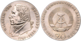DDR. 
20 Mark 1967 A Zum 200. Geburtstag von Wilhelm v. Humboldt. Jaeger&nbsp;1520. . 

 st