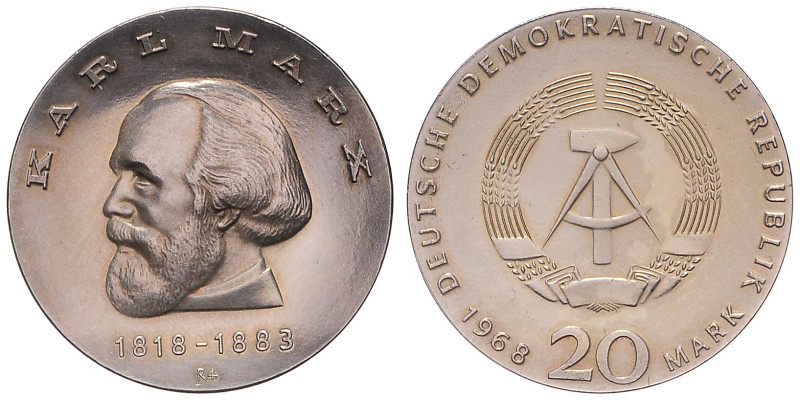 DDR. 
20 Mark 1968 A Zum 150. Geburtstag von Karl Marx. Jaeger&nbsp;1521. . 
...