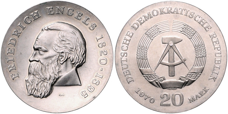 DDR. 
20 Mark 1970 (A) Zum 150. Geburtstag von Friedrich Engels. Jaeger&nbsp;15...
