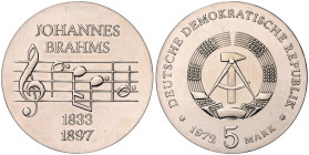 DDR. 
5 Mark 1972 (A) Zum 75. Todestag von Johannes Brahms. Jaeger&nbsp;1540. . 

 f.st