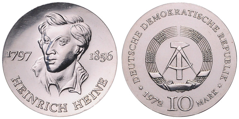 DDR. 
10 Mark 1972 (A) Zum 175. Geburtstag von Heinrich Heine. Jaeger&nbsp;1542...