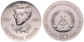 DDR. 
10 Mark 1972 (A) Zum 175. Geburtstag von Heinrich Heine. Jaeger&nbsp;1542. . 

 f.st