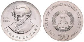 DDR. 
20 Mark 1974 (A) Zum 250. Geburtstag von Immanuel Kant. Jaeger&nbsp;1549. . 

 st