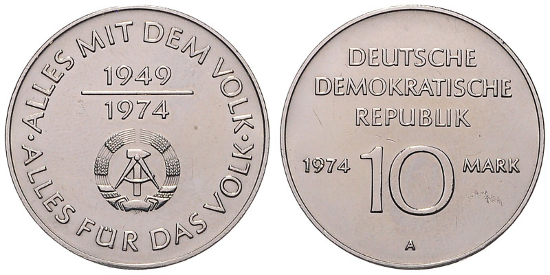 DDR. 
10 Mark 1974 A 25 Jahre DDR. Jaeger&nbsp;1551. . 

 vz