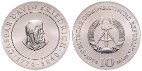 DDR. 
10 Mark 1974 (A) Zum 200. Geburtstag von Caspar David Friedrich. Jaeger&nbsp;1553. . 

 st