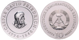 DDR. 
10 Mark 1974 (A) Zum 200. Geburtstag von Caspar David Friedrich. Jaeger&nbsp;1553. . 

 f.st