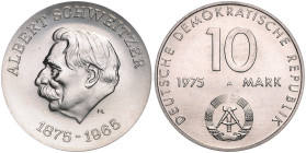 DDR. 
10 Mark 1975 (A) Zum 100. Geburtstag von Albert Schweitzer. Jaeger&nbsp;1554P1. . 

 st