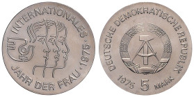 DDR. 
5 Mark 1975 (A) Internationales Jahr der Frau. Jaeger&nbsp;1558. . 

 f.st