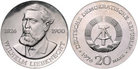 DDR. 
20 Mark 1976 (A) Zum 150. Geburtstag von Wilhelm Liebknecht. Jaeger&nbsp;1561. . 

 st