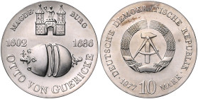 DDR. 
10 Mark 1977 (A) Zum 375. Geburtstag von Otto v. Guericke. Jaeger&nbsp;1565. . 

 st