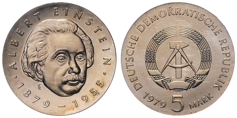 DDR. 
5 Mark 1979 (A) Zum 100. Geburtstag von Albert Einstein. Jaeger&nbsp;1572...