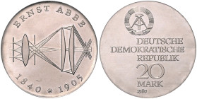 DDR. 
20 Mark 1980 (A) Zum 75. Todestag von Ernst Abbe. Jaeger&nbsp;1575. . 

 f.st