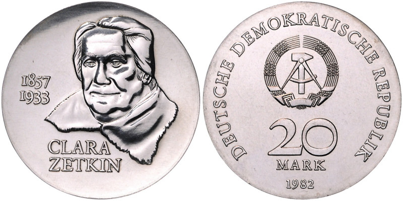 DDR. 
20 Mark 1982 (A) Zum 125. Geburtstag von Clara Zetkin. Jaeger&nbsp;1587. ...