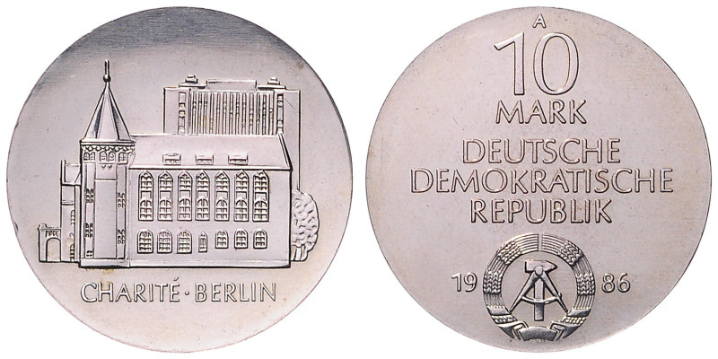 DDR. 
10 Mark 1986 A Zum 275-jährigen Bestehen der Charit\'e9 in Berlin. Jaeger...