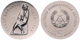 DDR. 
5 Mark 1988 A Zum 50. Todestag von Ernst Bärlach. Jaeger&nbsp;1620. . 

 f.st