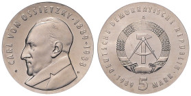 DDR. 
5 Mark 1989 A Zum 100. Geburtstag von Carl v. Ossietzky. Jaeger&nbsp;1628. . 

 st