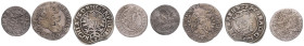 Haus Habsburg. 
Ferdinand I. 1521-1564. Lot von 4 Stücken: Groschen 1556 Linz (Zainende) und LEOPOLD I. 1657-1705: Groschen 1688 Kuttenberg (kl. Rf.)...
