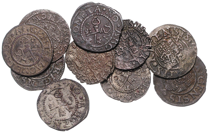 Baltikum-Riga, Stadt. 
Freie Stadt 1562-1581. Lot von 10 verschiedenen Schillin...