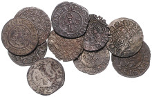 Baltikum-Riga, Stadt. 
Freie Stadt 1562-1581. Lot von 10 verschiedenen Schillingen, diverse Jahrgänge um 1570, Stadtburg / Schlüssel. . 

 s bis ss...