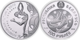 Belarus. 
100 Rubel 2008 auf die Olympischen Winterspiele Vancouver - Eiskunstlauf, Auflage 500 Stück. K.M.&nbsp;192. mit Zertifikat und Etui, 5 Unze...