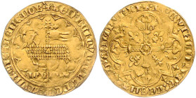 Belgien-Brabant. 
Johanna 1355-1406. Mouton d´or o.J. Delmonte&nbsp;43, Friedberg&nbsp;23. . 

 ss