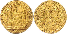 Belgien-Flandern. 
Ludwig II. de Male 1346-1384. Chaise d´or o.J. Delmonte&nbsp;466, Friedberg&nbsp;96, Boudeau&nbsp;2226. kleine Knickspur. 

 vz+...