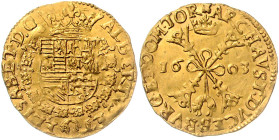 Belgien-Tournai. 
Albert und Isabella 1598-1621. 2 Albertin 1603 Doornik. Friedberg&nbsp;389, Delmonte&nbsp;437. . 

 vz+