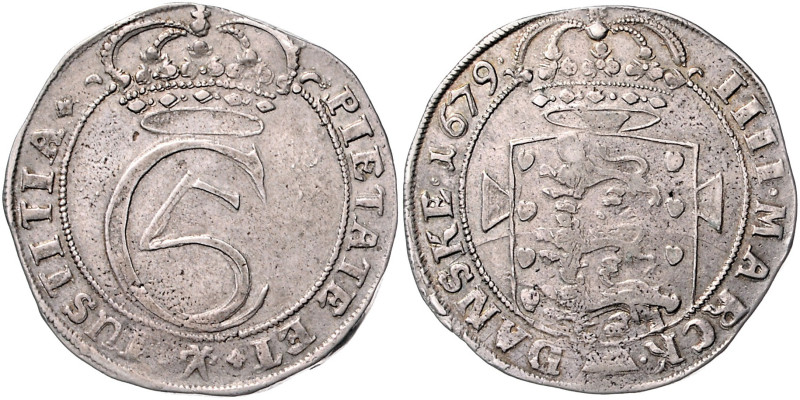 Dänemark. 
Christian V. 1670-1699. Krone zu 4 Mark 1679 Glückstadt. Davenport&n...