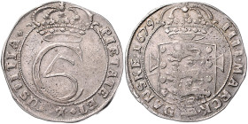 Dänemark. 
Christian V. 1670-1699. Krone zu 4 Mark 1679 Glückstadt. Davenport&nbsp;3678, Hede&nbsp;121. . 

 ss