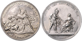Dänemark. 
Christian VII. 1766-1808. Silbermedaille 1801 (v. Loos) auf den vereitelten Angriff der Engländer auf Kopenhagen. Bergsoe&nbsp;32, Sommer&...