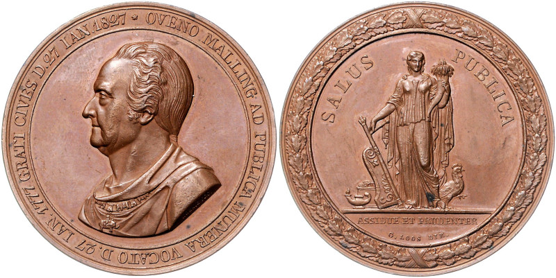 Dänemark. 
Frederik VI. 1808-1839. Bronzemedaille 1827 (v. König/Loos) auf das ...