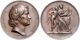 Dänemark. 
Frederik VI. 1808-1839. Bronzemedaille 1837 (v. Voigt) auf den Bildhauer Albert Thorwaldsen. Wurzbach&nbsp;8747, G.P.H.&nbsp;5825. 45,6&nb...