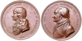 Frankreich. 
Ludwig XVI. 1774-1793. Lot von 2 Bronzemedaillen: 1793 (v. Loos) auf die Hinrichtung des Herzogs von Orleans (30,5mm 12,3g) und 1795 (v....