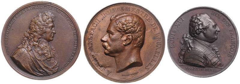 Frankreich. 
Ludwig XVI. 1774-1793. Lot von 3 Bronzenachgüssen der Medaillen (v...
