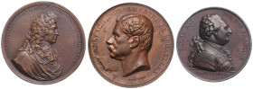 Frankreich. 
Ludwig XVI. 1774-1793. Lot von 3 Bronzenachgüssen der Medaillen (v. Duvivier 1789) auf die Ankunft des Königs in Paris (52,2mm 68,20g), ...