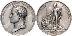 Frankreich. 
Napoleon I. 1804-1814, 1815. Zinnmedaille 1802 (v. Dumarest) auf den Frieden von Amiens. Slg.&nbsp;Julius&nbsp;1053, Bramsen&nbsp;195. w...