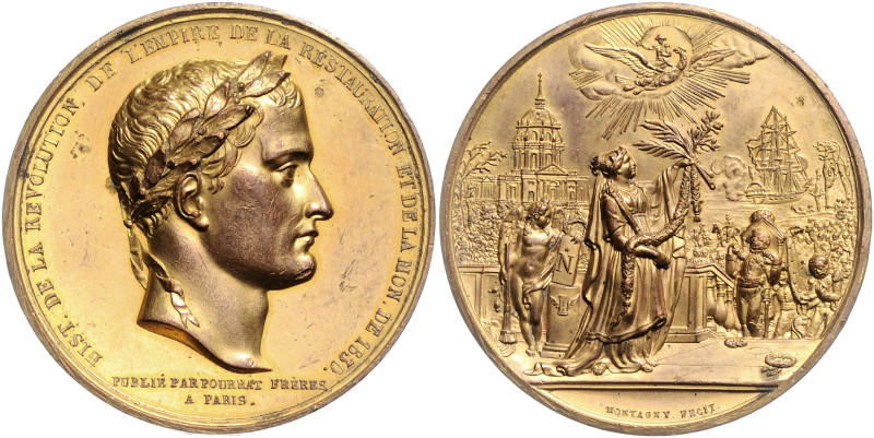 Frankreich. 
Napoleon I. 1804-1814, 1815. Vergoldete Bronzemedaille 1830 gepräg...