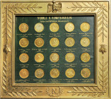 Frankreich. 
Napoleon I. 1804-1814, 1815. Sammlung von 20 Jetons auf einem Display zum 200. Jahrestag, in seltenem, vergoldeten Originalrahmen mit Au...