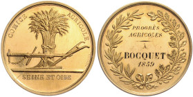 Frankreich. 
Napoleon III. 1852-1870. Goldmedaille 1859 (v. Depaulis) Prämie des 'Comice Agricole Seine et Oise' mit rückseitiger Gravur: PROGRES AGR...