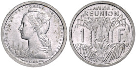 Französische Kolonien-Réunion. 
1 Franc 1948 Aluminium. Lecompte&nbsp;50, K.M.&nbsp;7. sehr selten. 

 vz