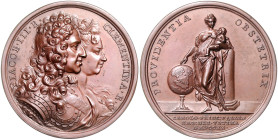 Großbritannien. 
James III. Stuart, Thronprätendent +1688 +1766. Bronzemedaille 1720 (v. O. Hamerani) auf die Geburt des Prinzen Charles. Eimer&nbsp;...