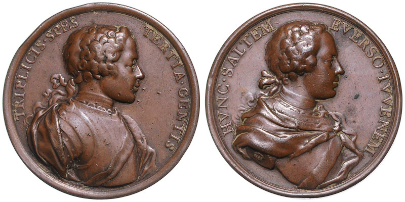 Großbritannien. 
James III. Stuart, Thronprätendent +1688 +1766. Bronzemedaille...