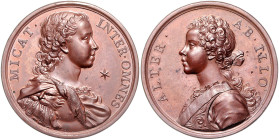 Großbritannien. 
James III. Stuart, Thronprätendent +1688 +1766. Bronzemedaille o.J. (v. Hamerani) auf die Prinzen Charles und Henry. Eimer&nbsp;-. 4...
