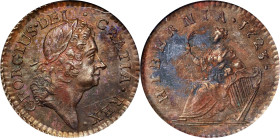 1723 Wood's Hibernia Farthing. Martin 2.1-Bc.4, W-12350. Rarity-4. DEI. GRATIA. REX. AU-58 (PCGS).

PCGS# 176. NGC ID: F7HN.

From the Springfield...