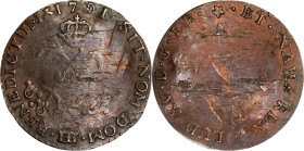 Contemporary Counterfeit 1751-BB Sou Marque. In Imitation of Strasbourg Mint. Vlack-369. Rarity-1. Very Fine, Wavy.

25.62 grains.