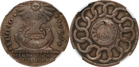 1787 Fugio Cent. Pointed Rays. Newman 13-R, W-6850. Rarity-4. STATES UNITED, 4 Cinquefoils. EF Details--Obverse Scratched (NGC).

PCGS# 883. NGC ID:...