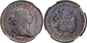 1807 Draped Bust Half Cent. C-1. Rarity-1. EF-40 BN (NGC).

PCGS# 35203. NGC ID: 222K.